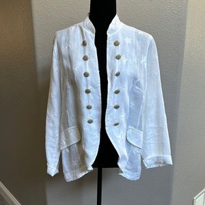 M&G Made in Italy White Linen Jacket Size Medium